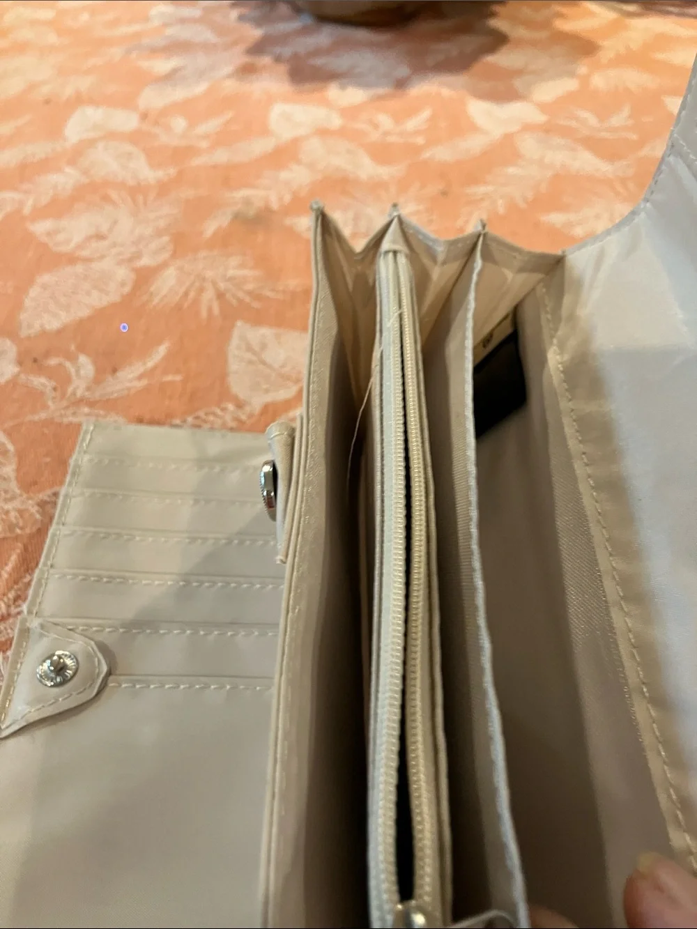 Quilted Chevron Fold-Over Wallet in White